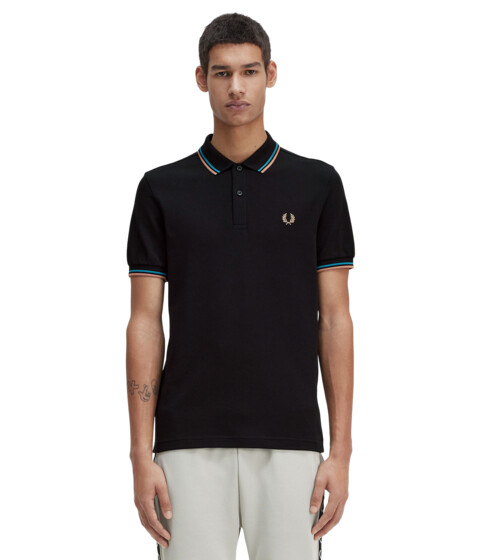 Imbracaminte Barbati Fred Perry Twin Tipped Shirt BlackCyber BlueLight Rust