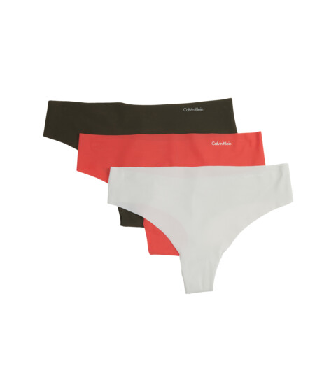 Imbracaminte Femei Calvin Klein Underwear Invisibles 3-Pack Thong Cool MelonGalaxy GreyField Olive