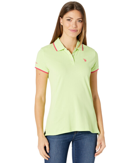 Imbracaminte Femei US Polo Assn Classic Stretch Pique Polo Shirt Swizzle Lime GreenPink