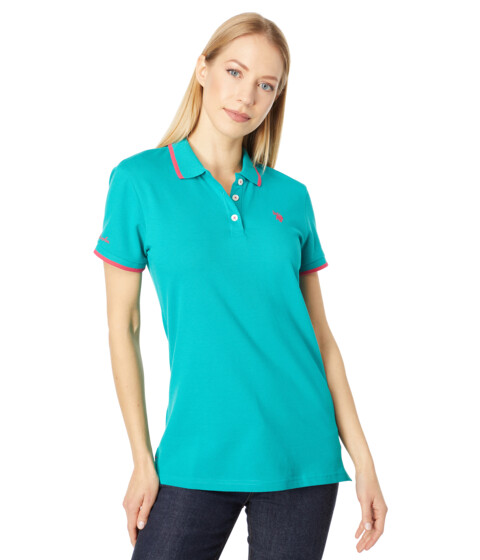 Imbracaminte Femei US Polo Assn Classic Stretch Pique Polo Shirt Reef Teal