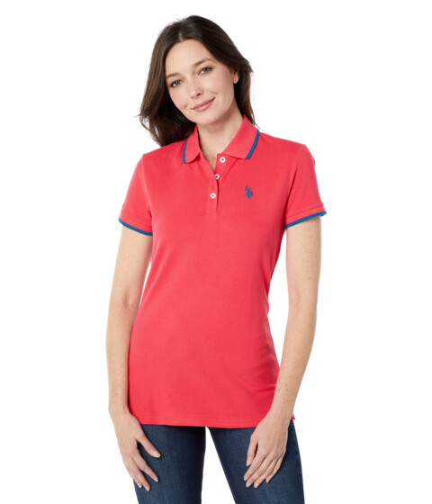 Imbracaminte Femei US POLO ASSN Classic Stretch Pique Polo Shirt Teaberry