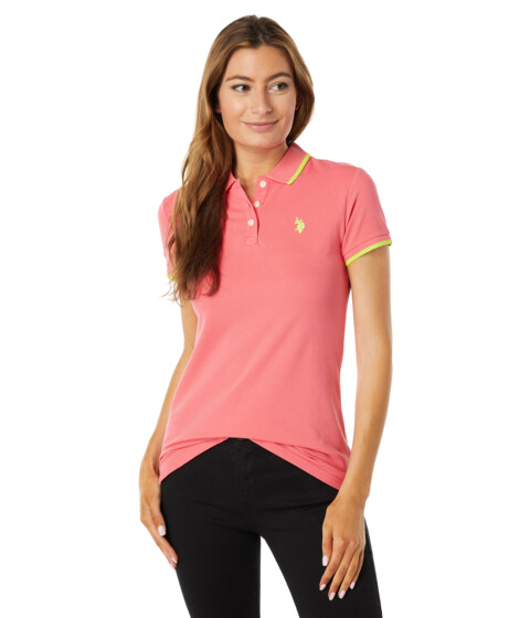 Imbracaminte Femei US POLO ASSN Classic Stretch Pique Polo Shirt Calypso Coral