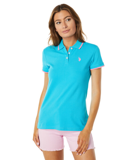 Imbracaminte Femei US Polo Assn Classic Stretch Pique Polo Shirt Scuba Blue