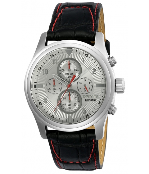 Ceasuri Barbati Invicta Watches Invicta Men\'s \'Aviator\' Quartz Stainless Steel and Leather Casual Watch ColorBlack (Model 22976) SilverBlack
