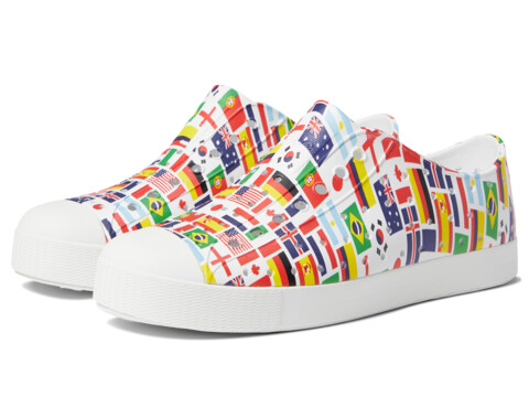 Incaltaminte Fete Native Shoes Jefferson Print Slip-On Sneakers (Little Kid) Shell WhiteShell WhiteInternational Flags