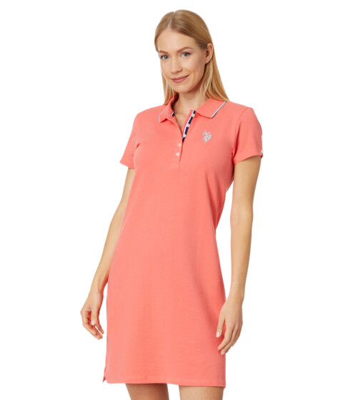 Imbracaminte Femei US Polo Assn Solid Polo Dress Sugar Coral