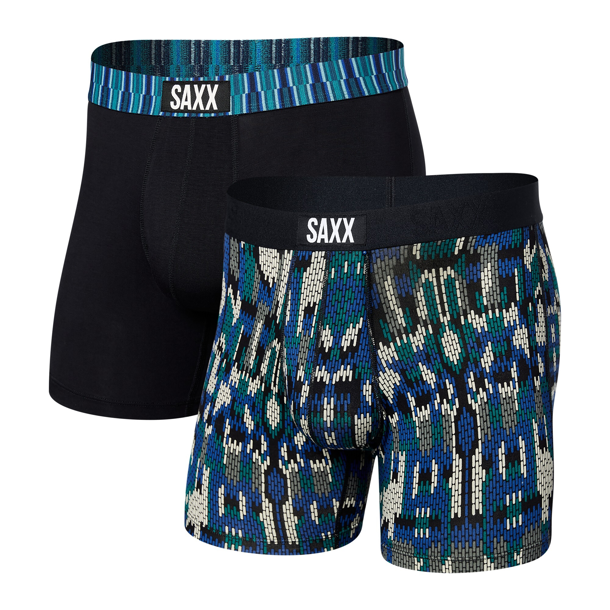 Imbracaminte Barbati SAXX UNDERWEAR Vibe Boxer Brief 2-Pack Modern Fair IsleBlack Geo