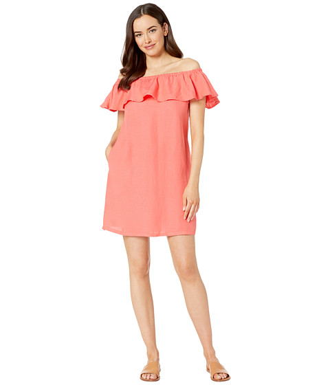Imbracaminte Femei Tommy Bahama Linen Dye Off-the-Shoulder Dress Cover-Up Paradise Coral