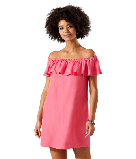 Imbracaminte Femei Tommy Bahama Linen Dye Off-the-Shoulder Dress Cover-Up Coral Coast