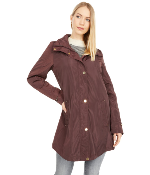 Imbracaminte Femei Via Spiga Rouched Sleeve Packable Rain Anorak Jacket Bordeaux