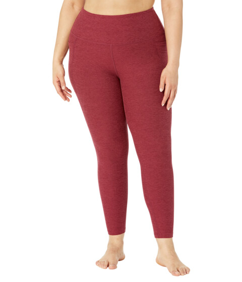 Imbracaminte Femei Beyond Yoga Plus Size Out Of Pocket High Waisted Spacedye Midi Leggings Garnet Red Heather