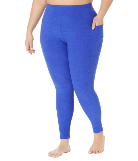 Imbracaminte Femei Beyond Yoga Plus Size Out Of Pocket High Waisted Spacedye Midi Leggings Sapphire Blue Heather