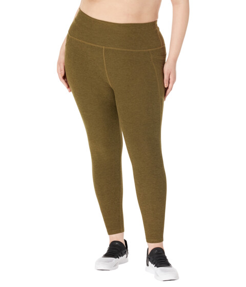 Imbracaminte Femei Beyond Yoga Plus Size Out Of Pocket High Waisted Spacedye Midi Leggings Deep Olive Heather
