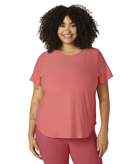 Imbracaminte Femei Beyond Yoga Plus Size On The Down Low Tee Sun Kissed Coral Heather