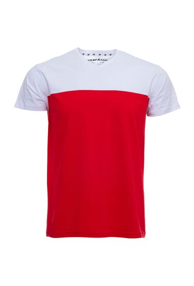 Imbracaminte Barbati XRAY Colorblock V-Neck T-Shirt RedWhite