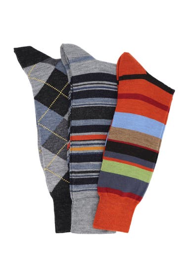 Imbracaminte Barbati Lorenzo Uomo Italian Merino Wool Crew Socks - Pack of 3 Orange Grey Mutli image