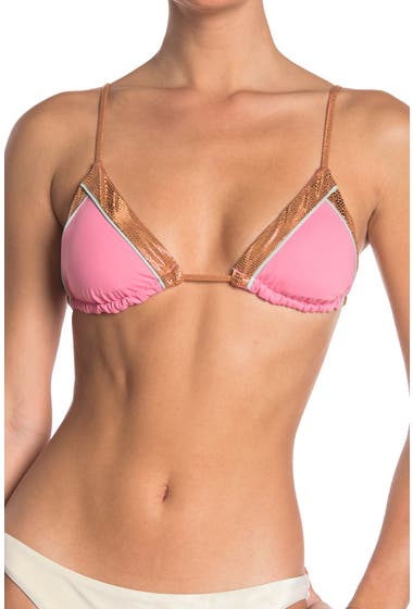 Imbracaminte Femei THE BIKINI LAB Pink Sands Triangle Bikini Top Pop Pink
