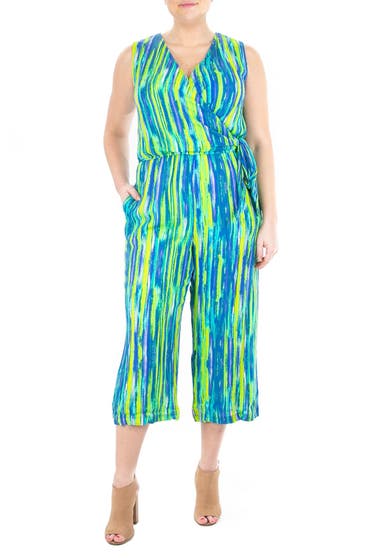 Imbracaminte Femei Nina Leonard Printed Cropped Jumpsuit Beachside Multi Sandy Stripe image0