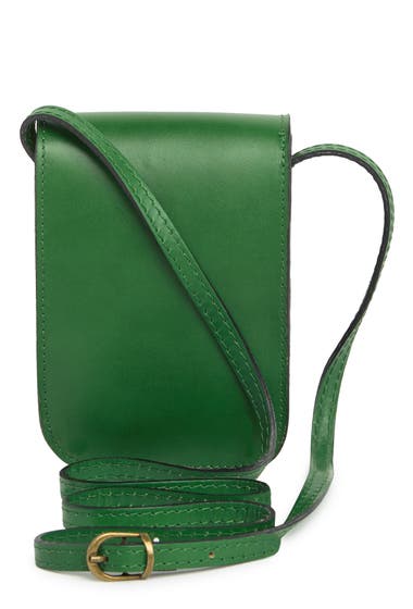 Genti Femei Massimo Castelli Tamonato Leather Phone Crossbody Bag Green image1
