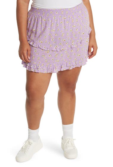 Imbracaminte Femei Abound Floral Ruffled Mini Skirt Purple Josie Floral