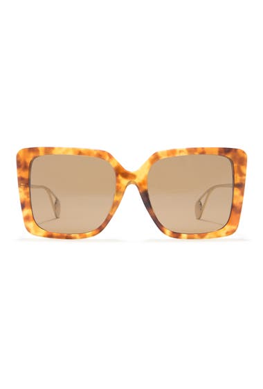 Ochelari Femei Gucci Novelty 54mm Square Sunglasses Havana Gold Brown