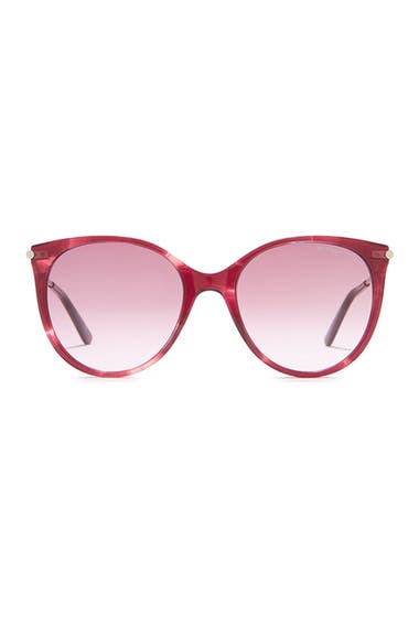 Ochelari Femei Bottega Veneta 54mm Round Sunglasses Pink Silver Violet