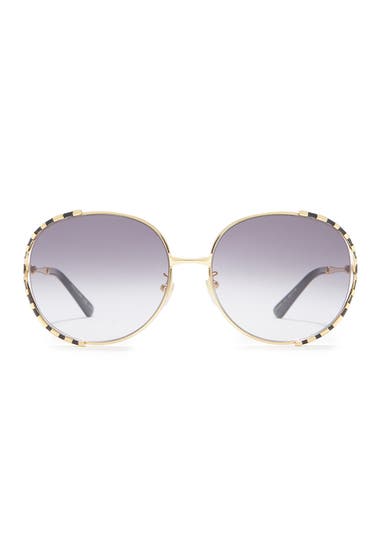 Ochelari Femei Gucci 59mm Round Sunglasses Gold Gold Grey