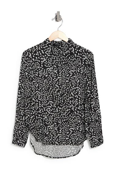 Imbracaminte Femei Velvet Heart Natalie Long Sleeve Button Down Shirt Black Ivory Paw Print