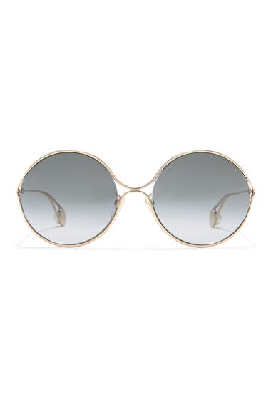 Ochelari Femei Gucci 60mm Round Sunglasses Gold Gold Grey