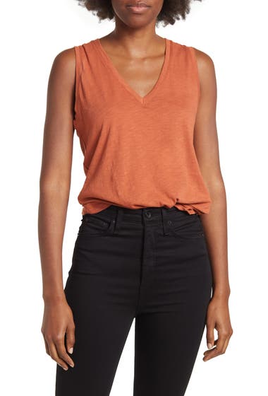 Imbracaminte Femei Madewell V-Neck Cotton Tank Afterglow Red image