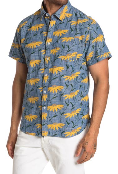 Imbracaminte Barbati THREAD AND CLOTH Sunflower Print Regular Fit Shirt Blue