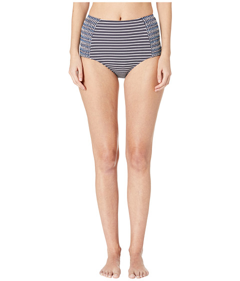 Imbracaminte Femei Jonathan Simkhai Striped Smocked High-Waisted Bikini Bottoms Midnight Stripe