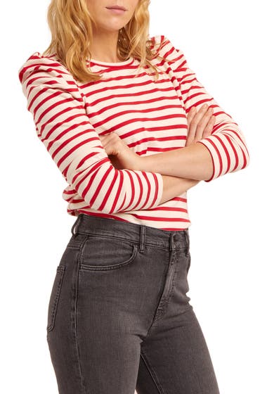 Imbracaminte Femei Rebecca Minkoff Talia Stripe Long Puff Sleeve Top Red White