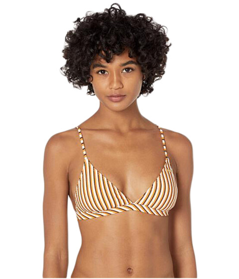 Imbracaminte Femei Roxy Printed Beach Classics Fixed Tri Bikini Top Golden Ochre Mony Stripes