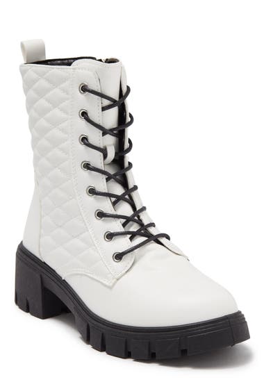 Incaltaminte Femei Wild Diva Lounge Quilted Lug Sole Lace-Up Boot White image15