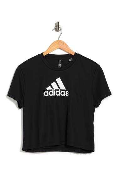 Imbracaminte Femei adidas Logo Print Cropped Active T-Shirt BlackWhite