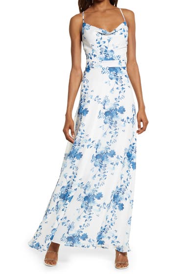 Imbracaminte Femei LULUS Celebrate the Day Floral Lace-Up Maxi Dress White Floral Print