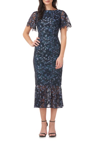 Imbracaminte Femei JS Collections Embroidered Lace Midi Dress Navy Cloud