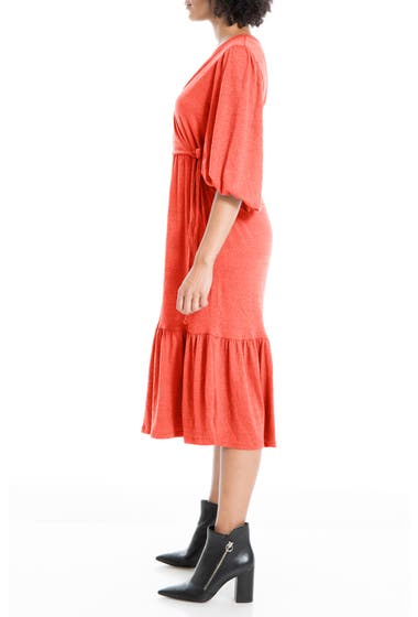 Imbracaminte Femei Max Studio Elbow Length Sleeve Crinkled Jersey Wrap Dress Lava image2