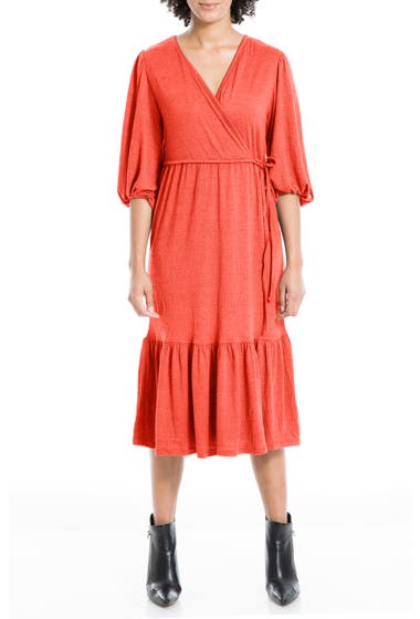 Imbracaminte Femei Max Studio Elbow Length Sleeve Crinkled Jersey Wrap Dress Lava image