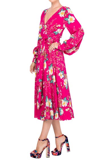 Imbracaminte Femei Meghan LA Lilypad Wrap Midi Dress Lotus Cranberry image2