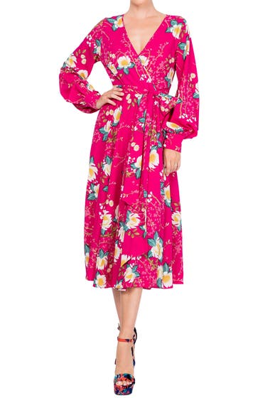 Imbracaminte Femei Meghan LA Lilypad Wrap Midi Dress Lotus Cranberry image0
