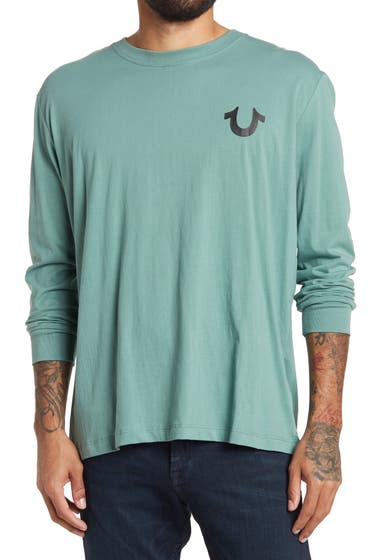 Imbracaminte Barbati True Religion Lamar Logo Long Sleeve T-Shirt Sage Brush image