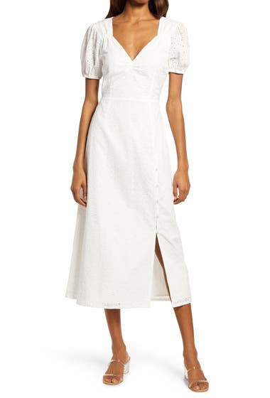 Imbracaminte Femei MINKPINK Idalia Cotton Eyelet Midi Dress Off White image4