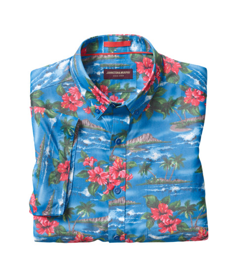 Imbracaminte Barbati Johnston Murphy Short Sleeve Hibiscus Island Print Blue image1