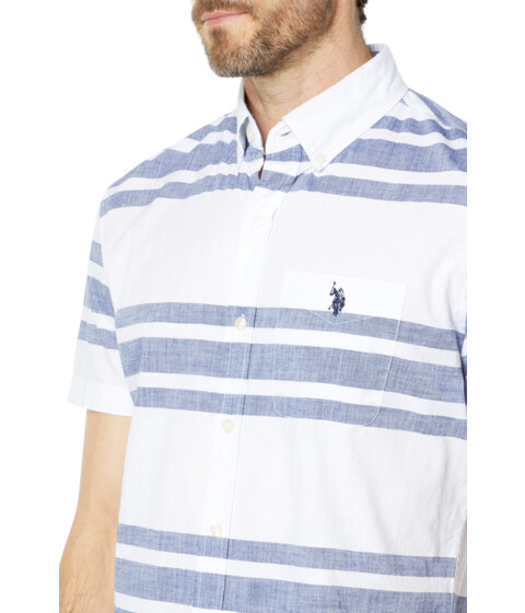 Imbracaminte Barbati US Polo Assn Short Sleeve Yarn-Dye Slub Stripe Woven Shirt Optic White image2