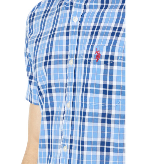 Imbracaminte Barbati US Polo Assn Short Sleeve Solid Madras Woven Shirt East End Blue image2