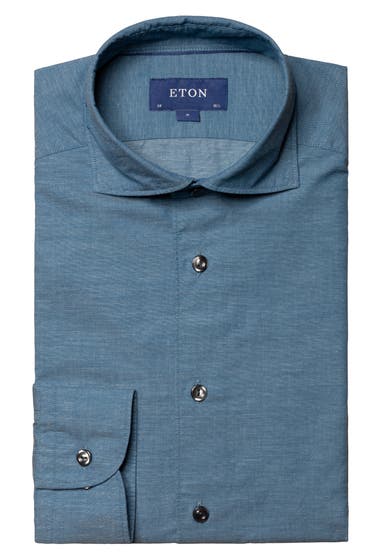 Imbracaminte Barbati Eton Contemporary Fit Cotton Silk Casual Shirt Green image3