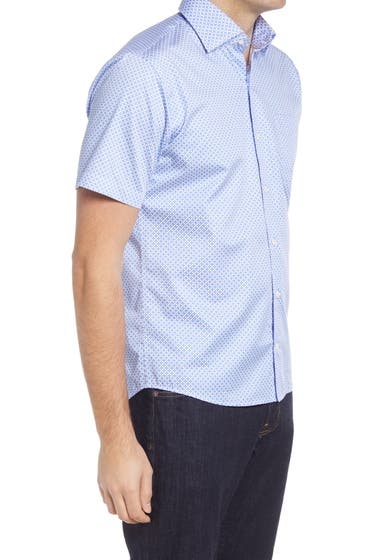 Imbracaminte Barbati Peter Millar Warneke Geo Print Short Sleeve Button-Up Shirt White image3