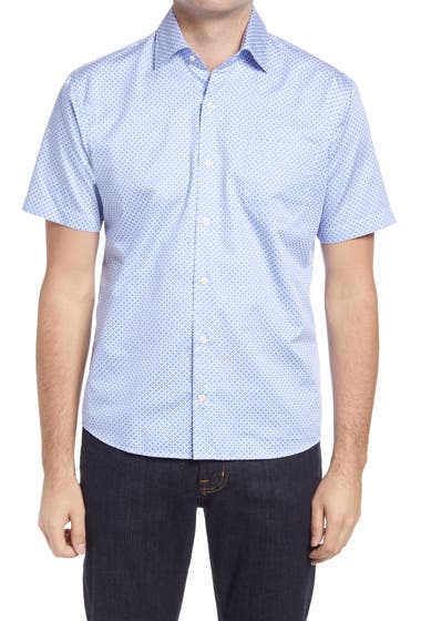 Imbracaminte Barbati Peter Millar Warneke Geo Print Short Sleeve Button-Up Shirt White image